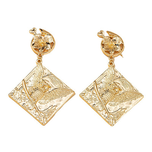 Wholesale Exaggerated Metal Owl Earrings - Vienna Verve Collection