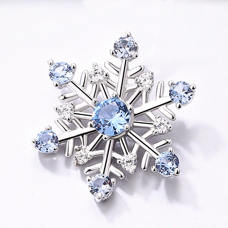 Romantic Blue Spinel Zircon Hexagonal Snowflake Sterling Silver Stud Earrings