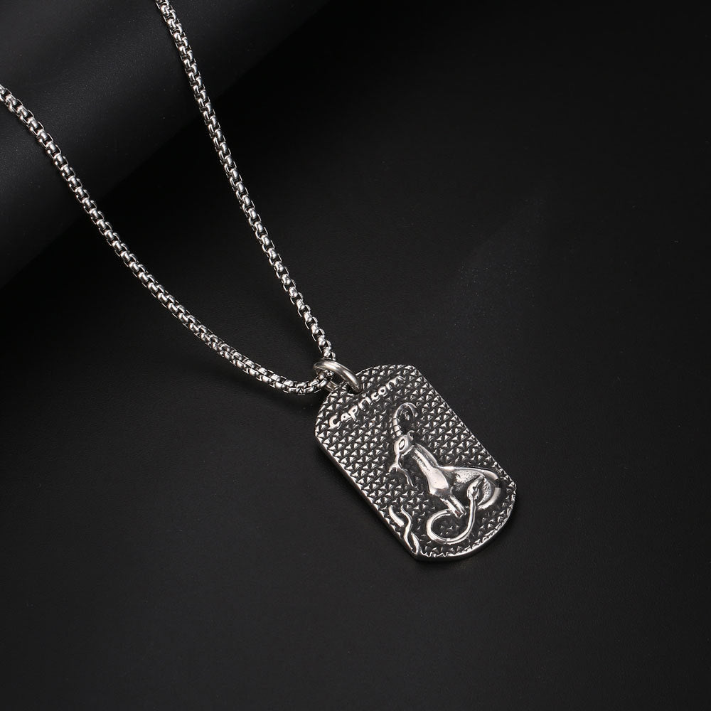 Capricorn Zodiac Pendant Necklace, Stylish Titanium Steel Accessory for Men and Women, Everyday Wear, Wholesale Options Available