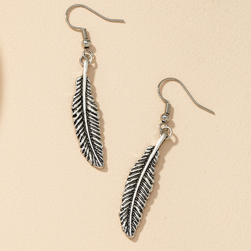 Vintage Feather Alloy Earrings - Vienna Verve Collection