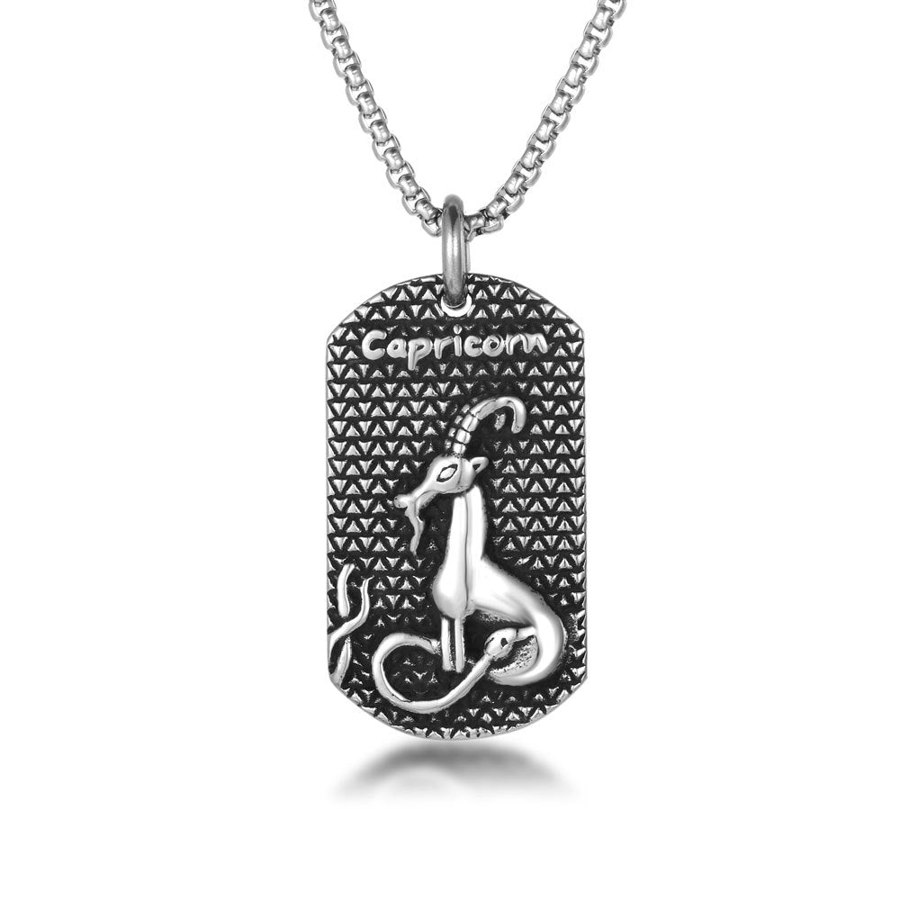 Capricorn Zodiac Pendant Necklace, Stylish Titanium Steel Accessory for Men and Women, Everyday Wear, Wholesale Options Available