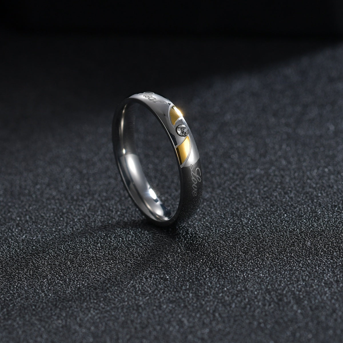 Zircon Inlaid Stainless Steel Couple Rings - Everyday Genie Collection