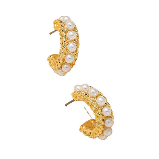 Pearl C-Shaped Earrings - Vienna Verve Collection by Planderful