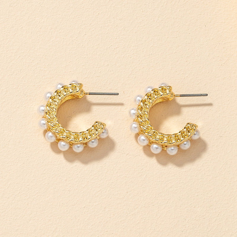 Pearl C-Shaped Earrings - Vienna Verve Collection by Planderful