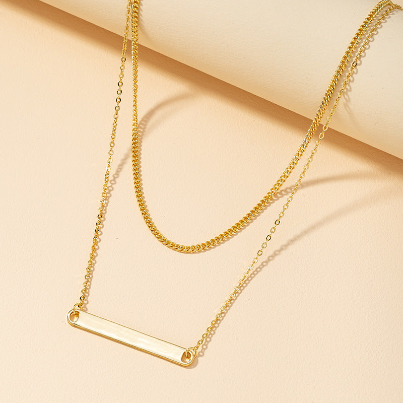 European and American Fashion: Vienna Verve Double-Layer Metal Square Necklace