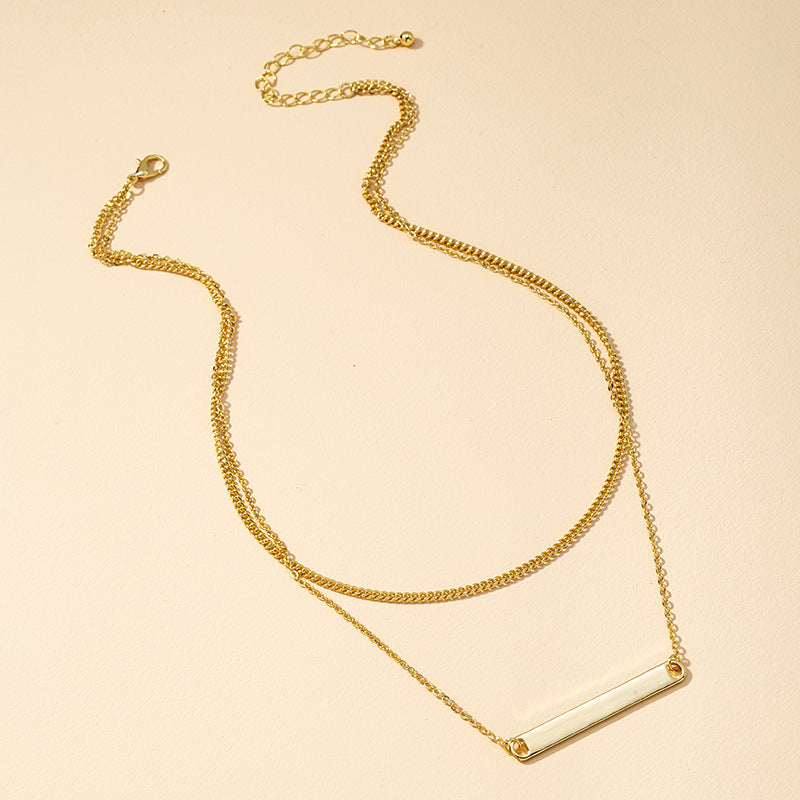 European and American Fashion: Vienna Verve Double-Layer Metal Square Necklace