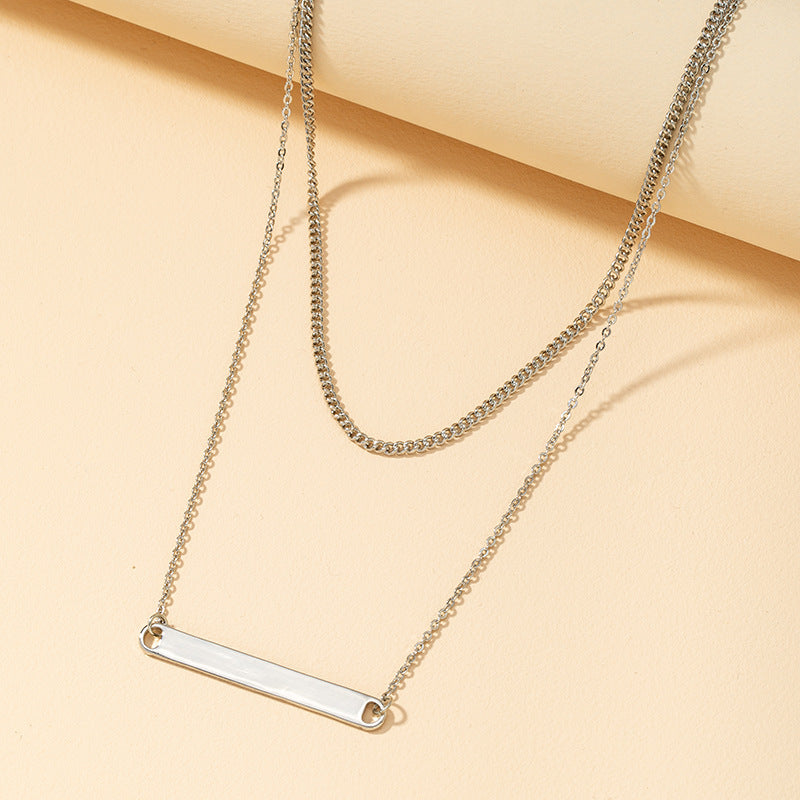 European and American Fashion: Vienna Verve Double-Layer Metal Square Necklace