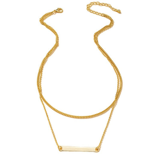 European and American Fashion: Vienna Verve Double-Layer Metal Square Necklace