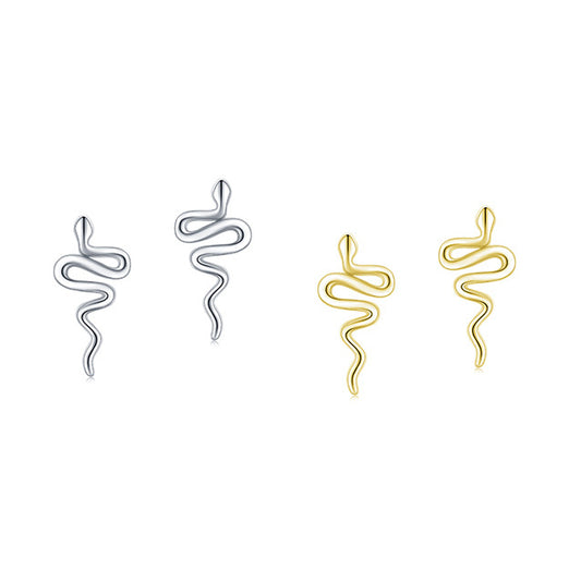 Original Abstract Snake S925 Pure Silver Ear Stud Earrings