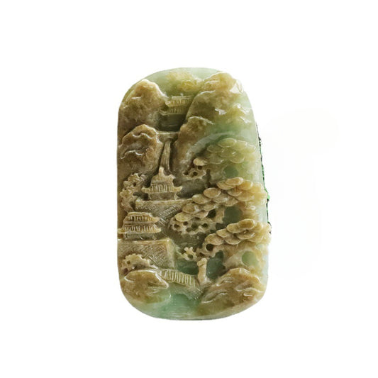 Landscape Beauty Sterling Silver Natural Jade Pendant from Planderful Collection