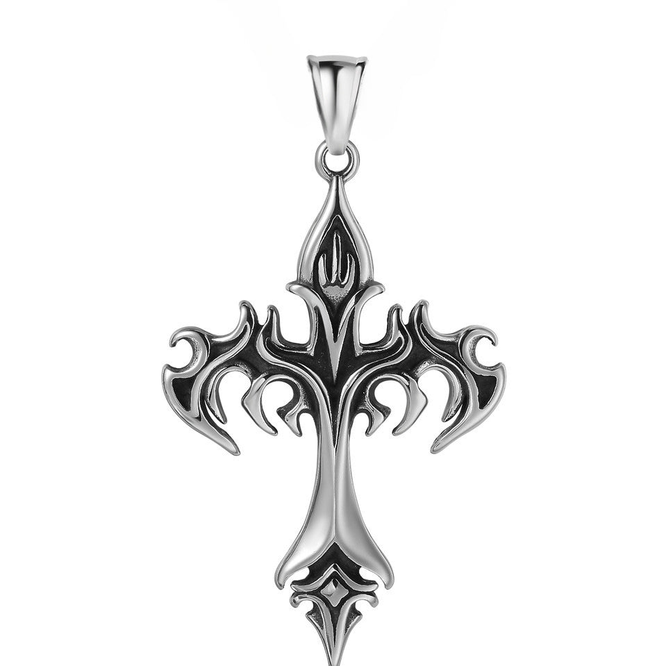 Vintage Gothic Bat Cross Sword Titanium Steel Pendant for Men