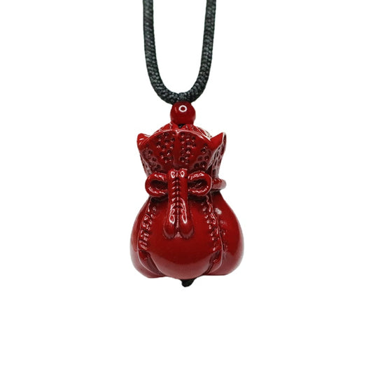 Vermilion Sand Money Bag Pendant with Cinnabar Stone