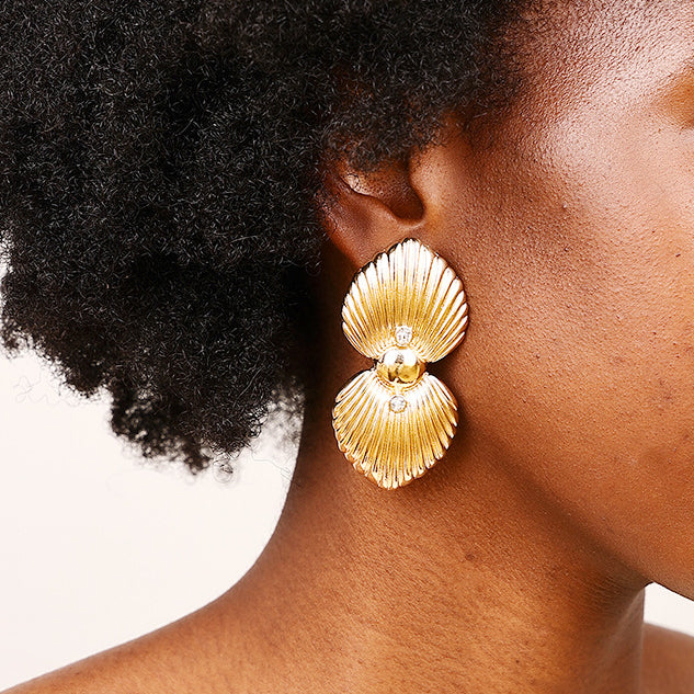 European Street Style Metal Earrings with Punk Shells