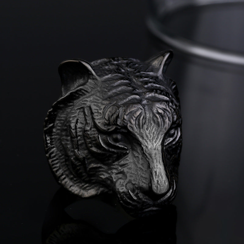 Men's Titanium Steel Tiger Head Ring - Domineering Fashion Jewelry Wholesale