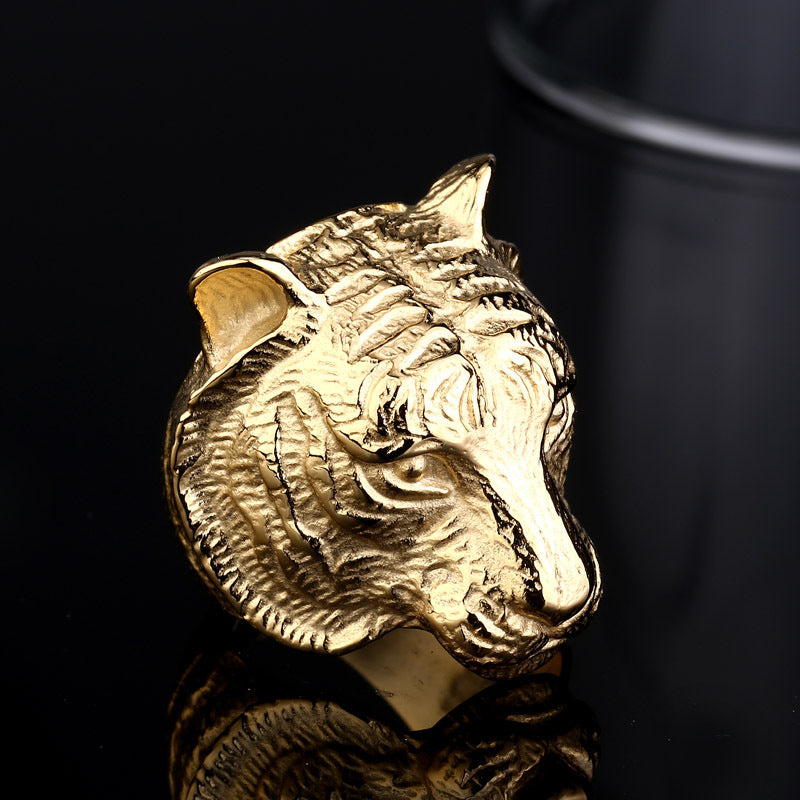 Men's Titanium Steel Tiger Head Ring - Domineering Fashion Jewelry Wholesale