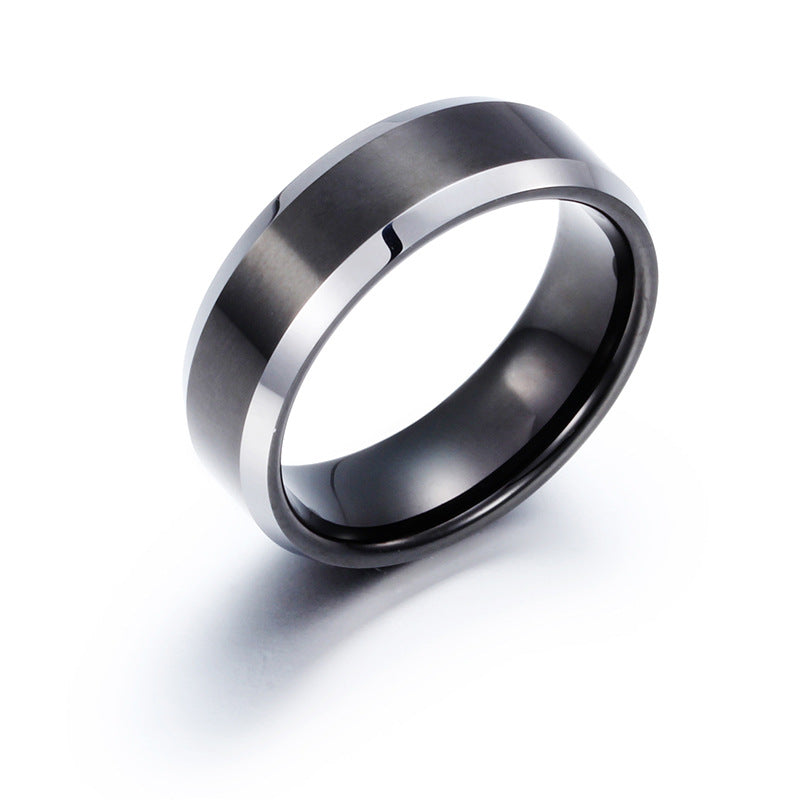 Exquisite Black Tungsten Steel Ring for Men - Unique Couple Jewelry Collection, Direct from Factory