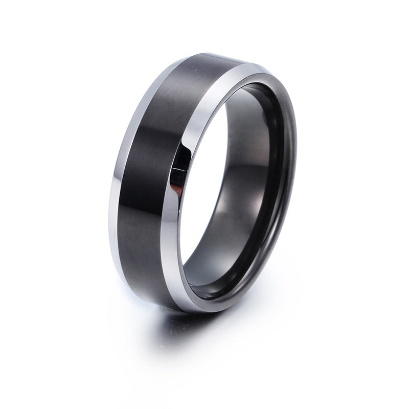 Exquisite Black Tungsten Steel Ring for Men - Unique Couple Jewelry Collection, Direct from Factory