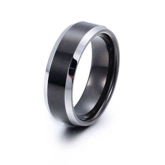 Exquisite Black Tungsten Steel Ring for Men - Unique Couple Jewelry Collection, Direct from Factory