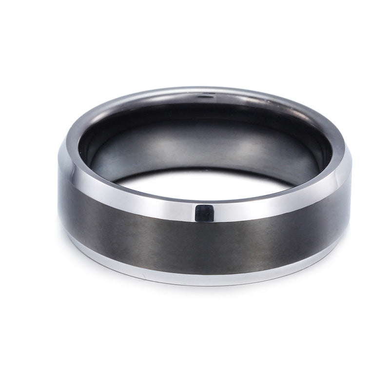 Exquisite Black Tungsten Steel Ring for Men - Unique Couple Jewelry Collection, Direct from Factory