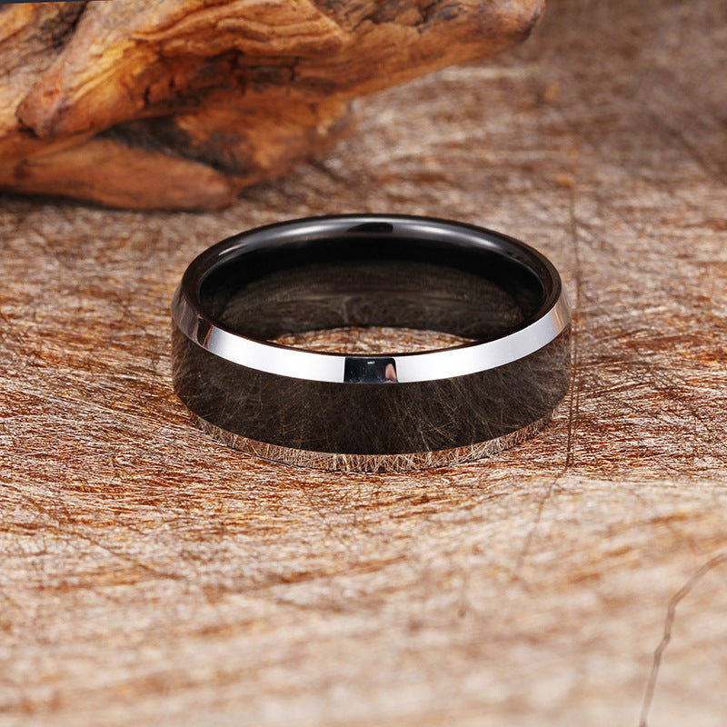 Exquisite Black Tungsten Steel Ring for Men - Unique Couple Jewelry Collection, Direct from Factory