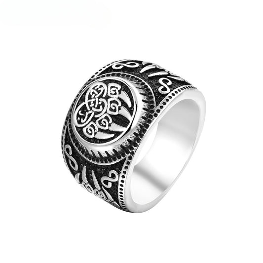 Retro Non mainstream Viking Titanium Steel Ring for Men