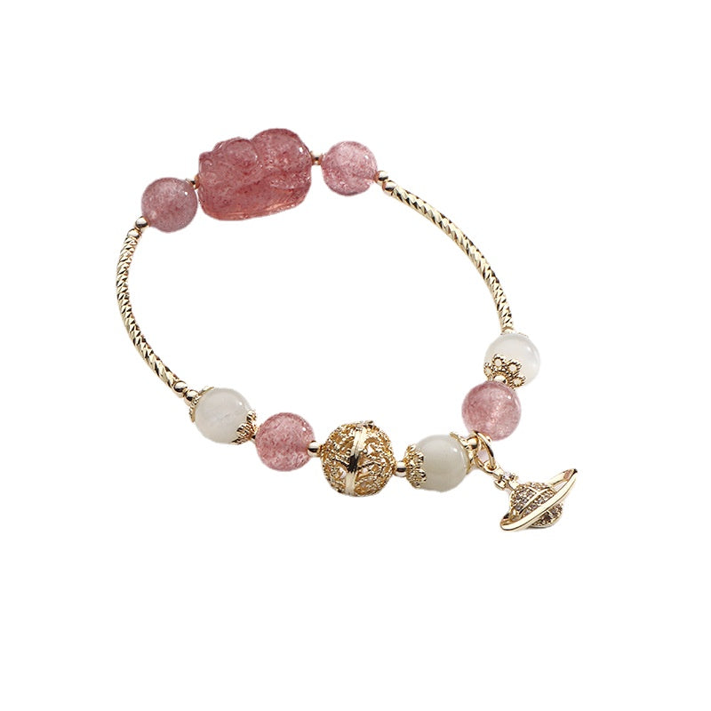 Fortune's Favor Sterling Silver Strawberry Crystal Bracelet