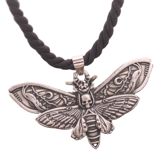 Skull Moth Gothic Pendant Necklace with European Charm