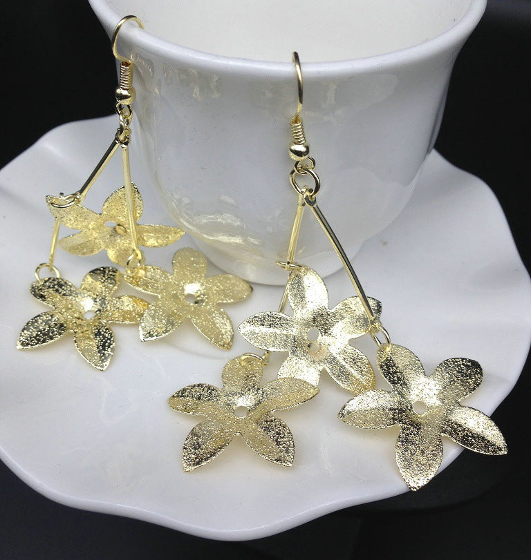 Korean Tassel Flower Earrings in Pentagonal Design