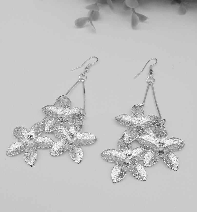 Korean Tassel Flower Earrings in Pentagonal Design