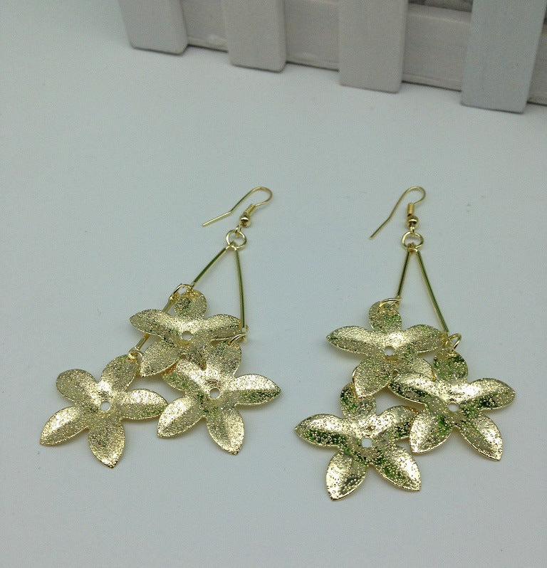 Korean Tassel Flower Earrings in Pentagonal Design