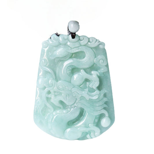 Jade Dragon Fortune's Favor Silver Pendant