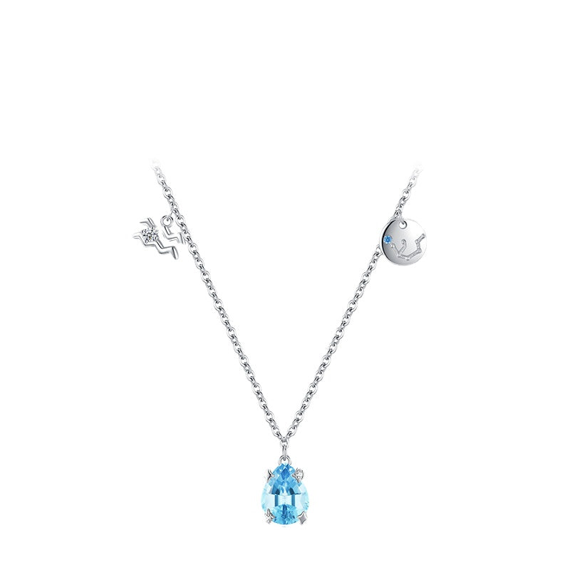 Sterling Silver Zodiac Necklace with Zircon Detail