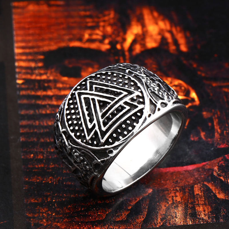 Titanium Steel Viking Triangle Stack Ring for Men - Trendy Wholesale Fashion Accessory