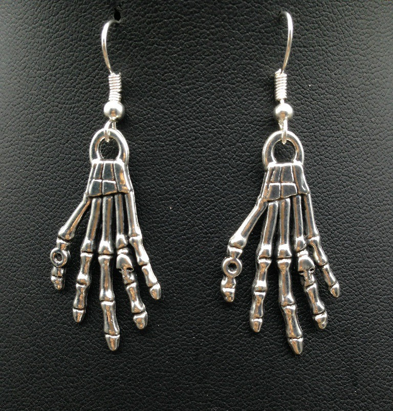 Exaggerated Retro Halloween Skeleton Hand Earrings for Women