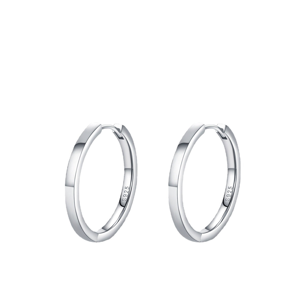 S925 Sterling Silver Plain Ring Earrings for Women