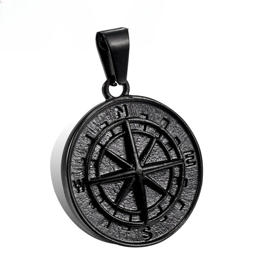 Stylish Titanium Steel Compass Pendant for Men - Personalized American and European Fashion Design