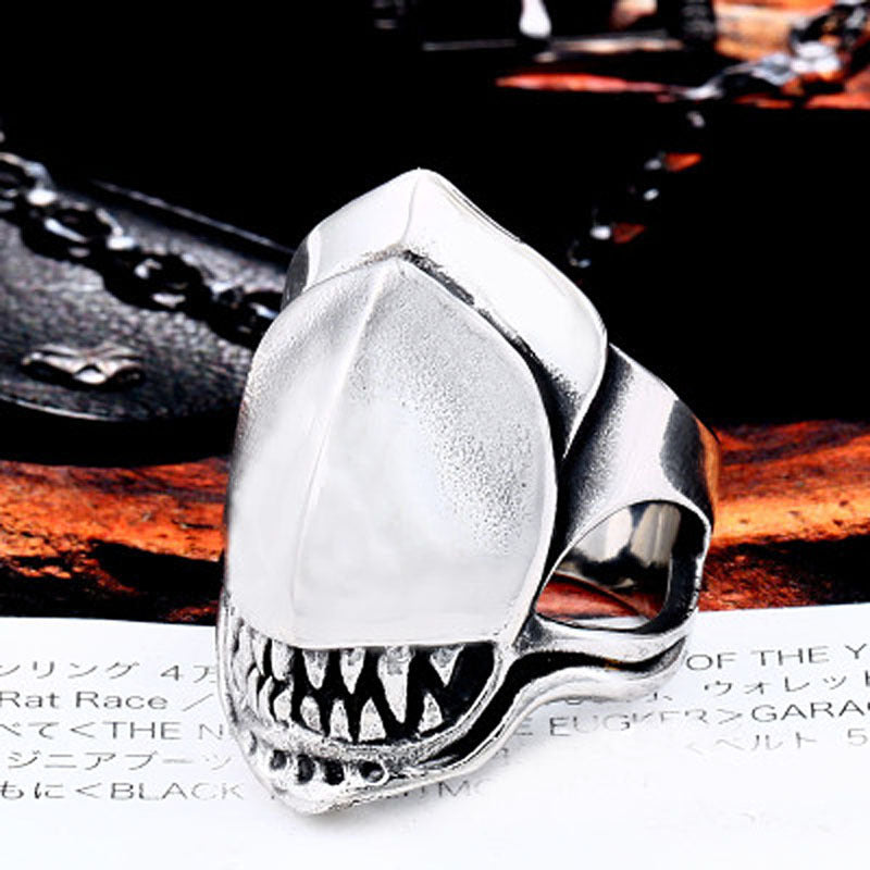 Retro Alien-Inspired Stainless Steel Ring for Men - Unique Titanium Jewelry from Iconic Film and TV