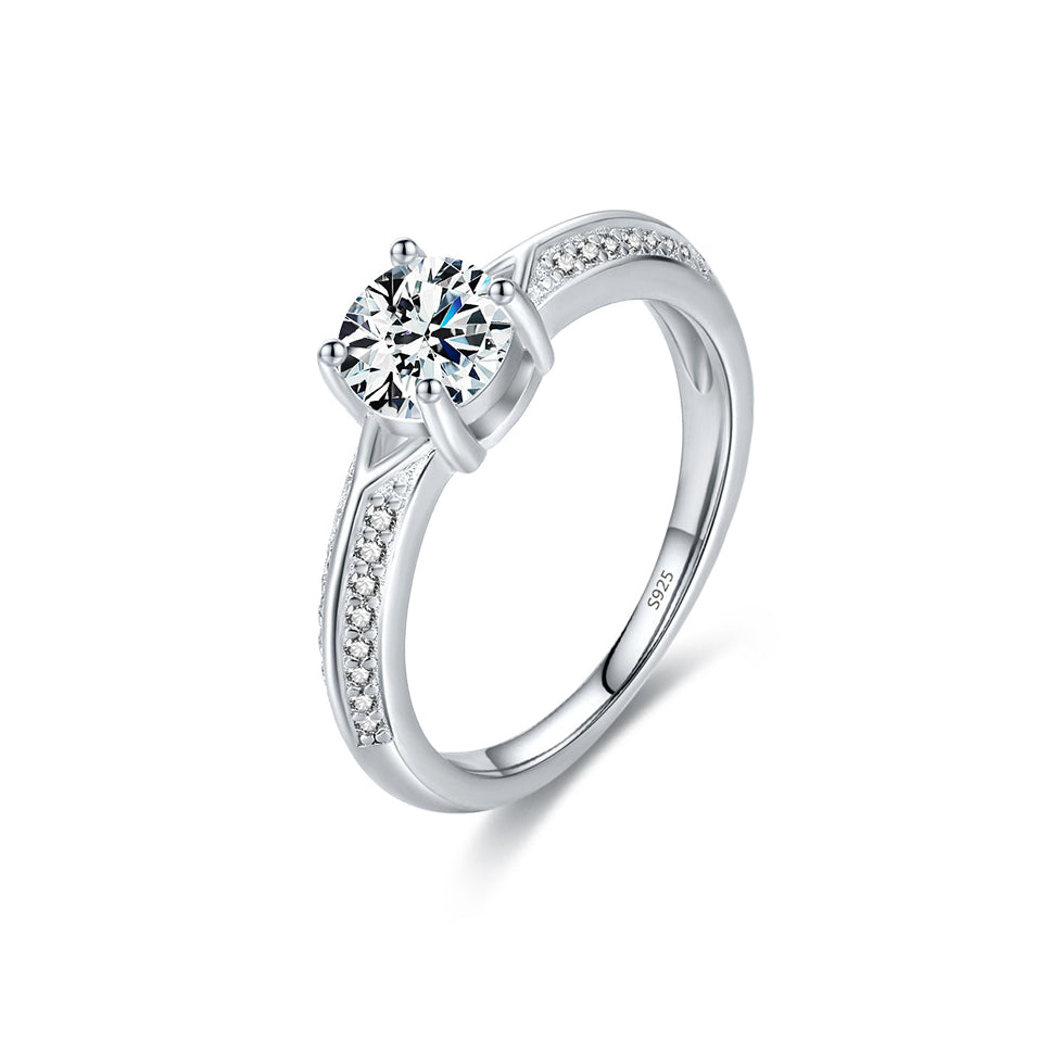 Elegant Sterling Silver Zircon Ring for Women's Fashion