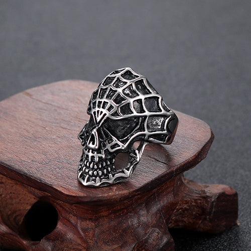 Punk Retro Spider-Man Titanium Steel Ring for Men - European and American Film & TV Inspired Accessories