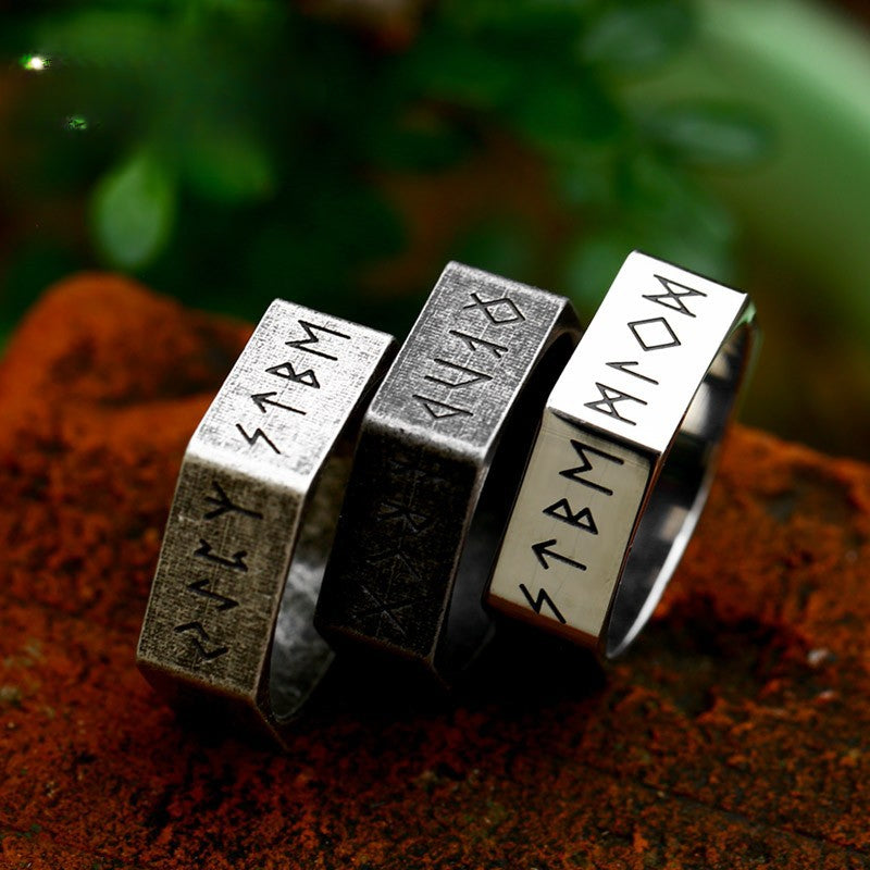 Titanium Steel Viking-Inspired Hexagonal Nut Ring for Men - Japanese and Korean Fashion