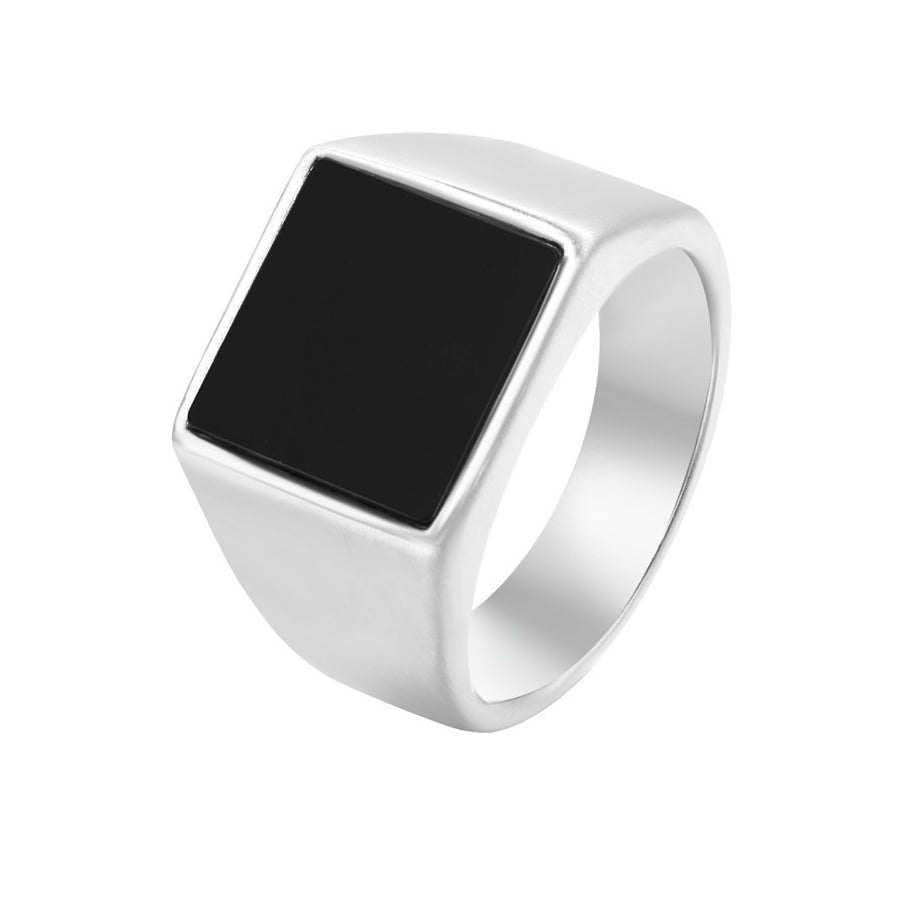 Wholesale Men's Black Gem Titanium Steel Ring for Foreign Trade Jewelry