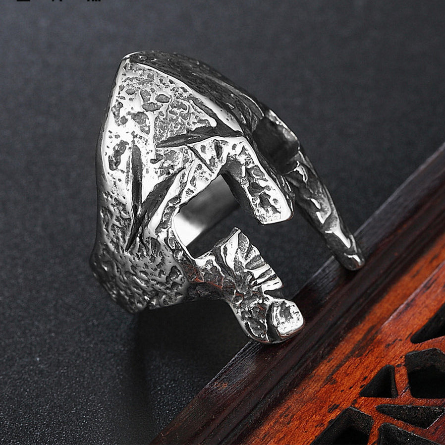 Sparta Warrior Helmet Titanium Steel Ring for Men