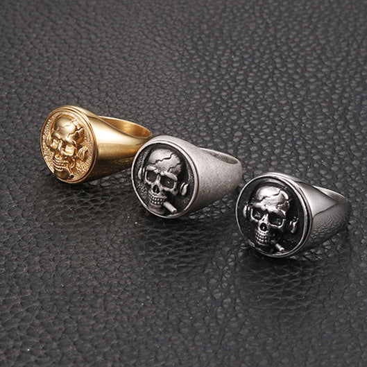 Stylish Retro Skull Design Titanium Steel Ring for Men - Personalized Stainless Steel Jewelry