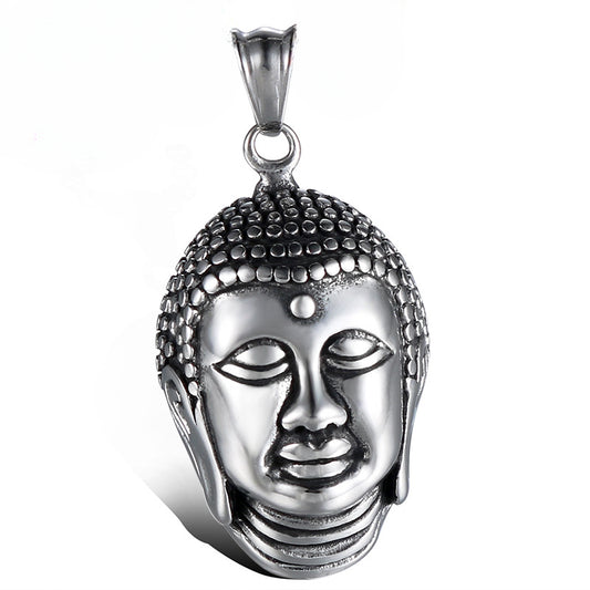 Stylish Three-Dimensional Sakyamuni Buddha Pendant for Men and Women - Retro Stainless Steel Fashion Accessory