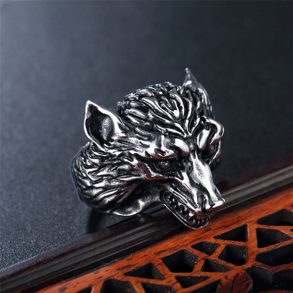 Wildness Fox Head Titanium Steel Ring for Men