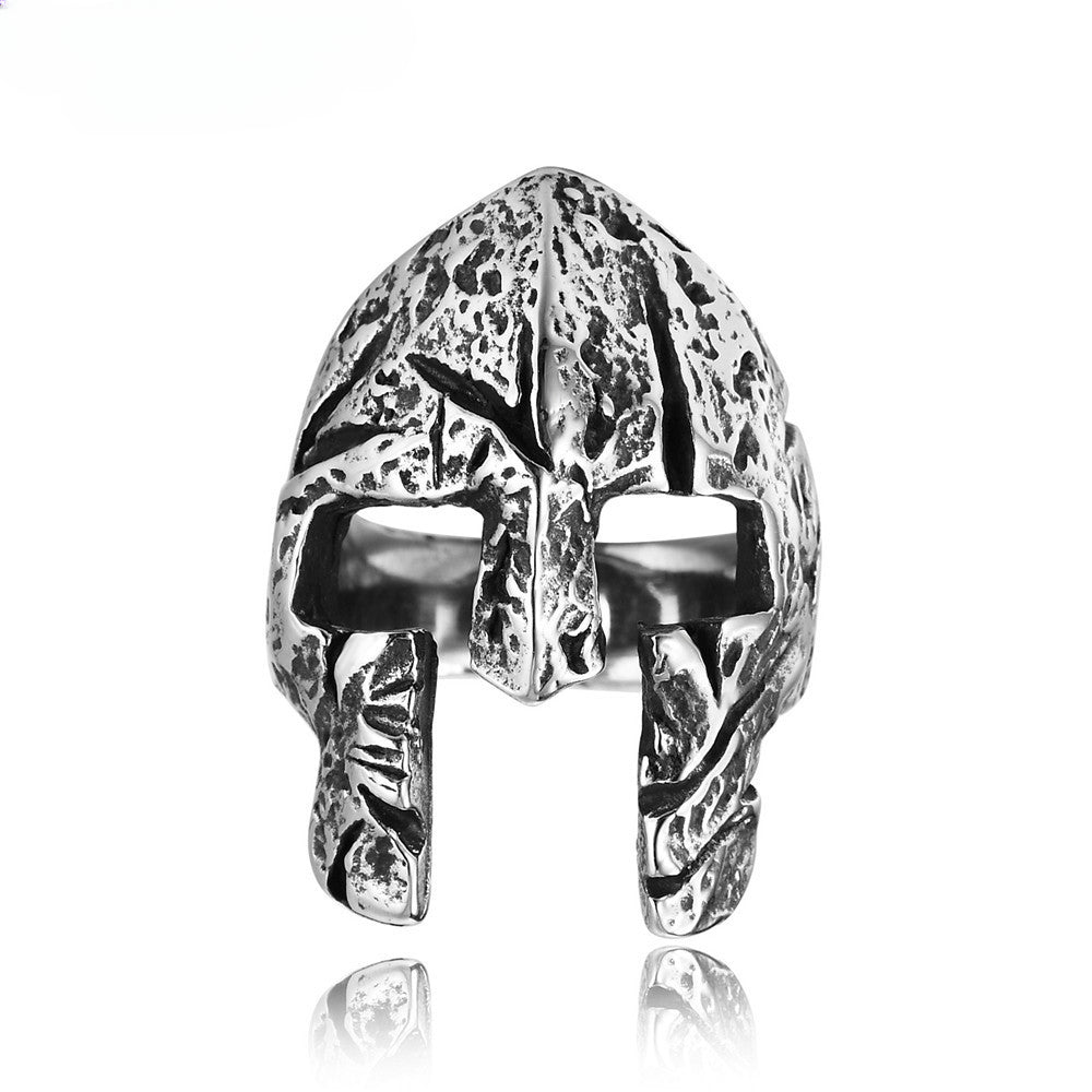 Sparta Warrior Helmet Titanium Steel Ring for Men