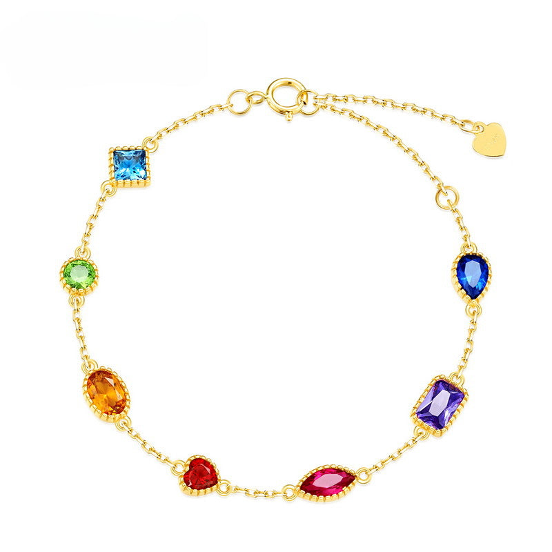 Colourful Zircon Silver Bracelet