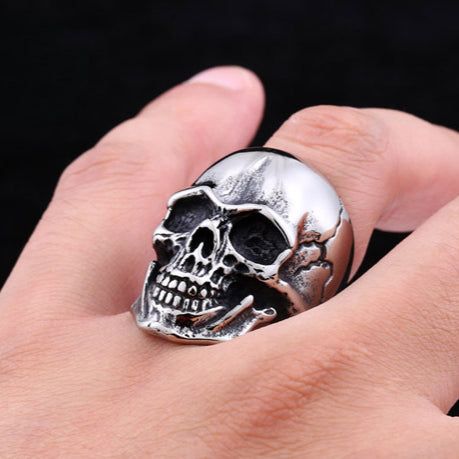 Rebellious Skull Motif Men's Titanium Steel Ring - Vintage Punk Jewelry Wholesale