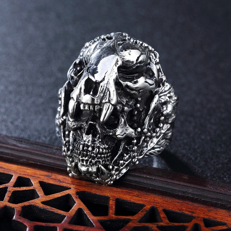 Halloween Monster Skull Titanium Steel Ring for Men