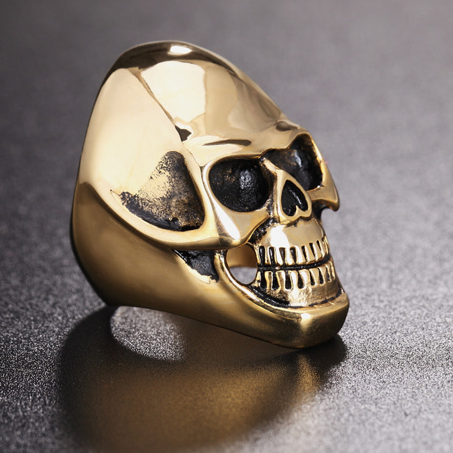 Halloween Skull Helmet Titanium Steel Ring for Men